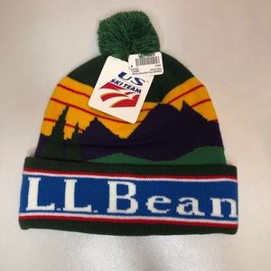 L.L.Bean Mountain Logo Beanie Cold Weather Hat NWT
